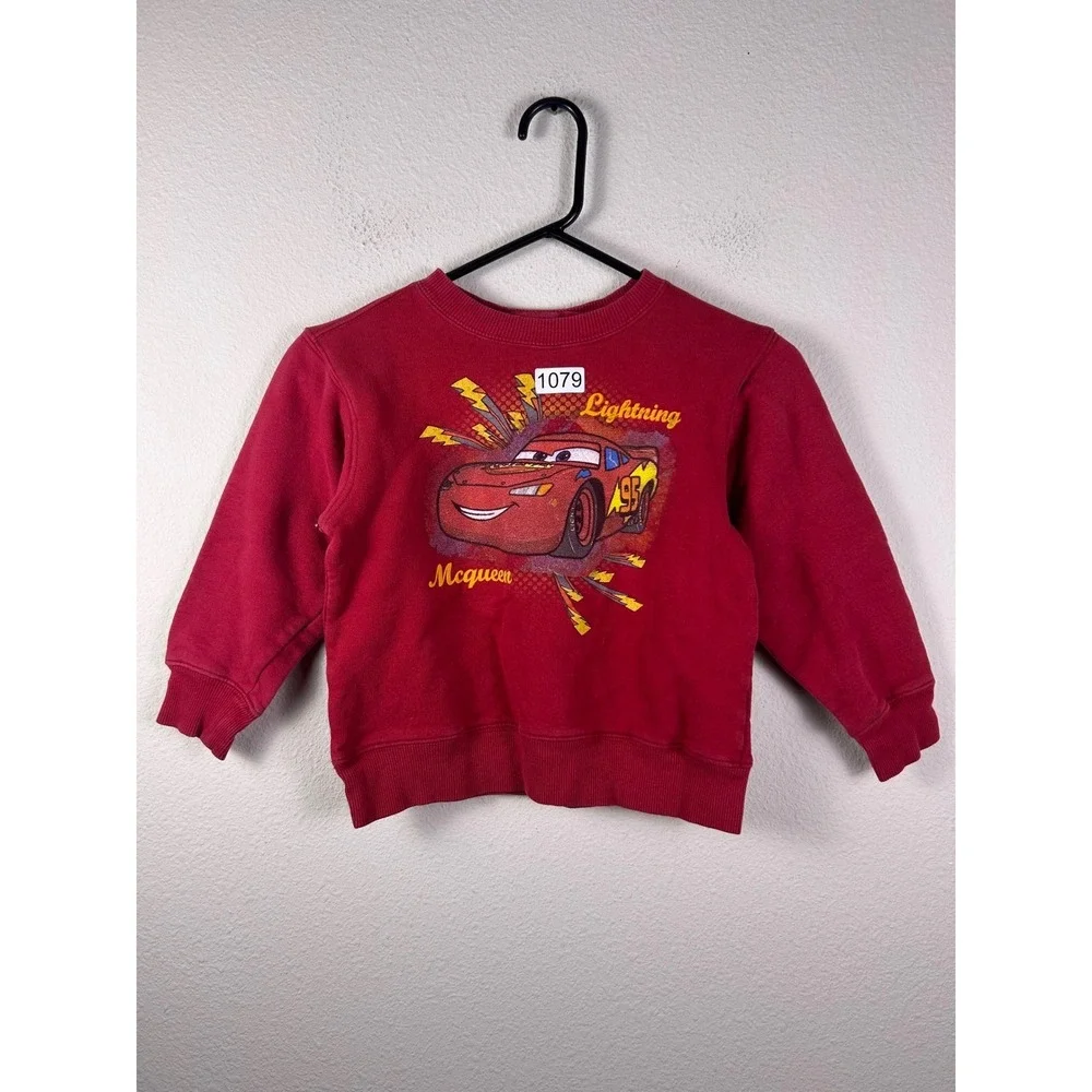 Disney Store Lightning McQueen Cars Red Graphic Sweatshirt Kids Size 5/6 S